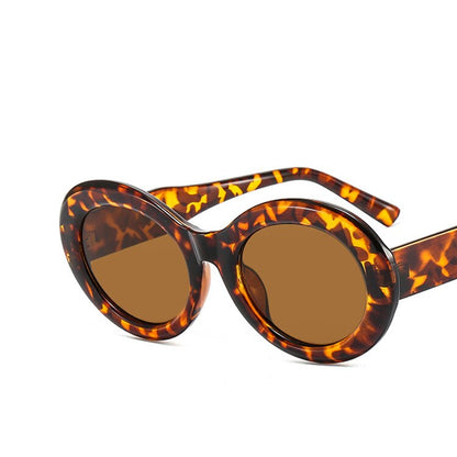 Striped Zebra Oval Sunglasses New Net Red Street Shot Personality Female Hip Hop Sunglasses Trend