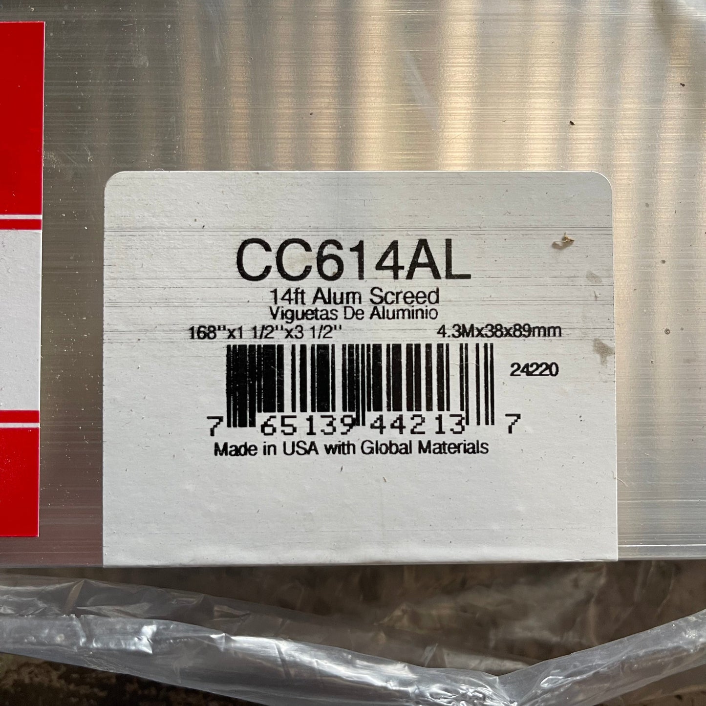 KRAFT TOOL CO. Striker Screed 168”x3-1/2”x1-1/2” ALUMINUM CC612AL PayWut