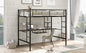 Loft Bed with Desk and Shelf   Space Saving Design Full Black