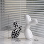 New black and white plaid balloon dog ornaments creative TV cabinet wine cabinet living room porch resin crafts