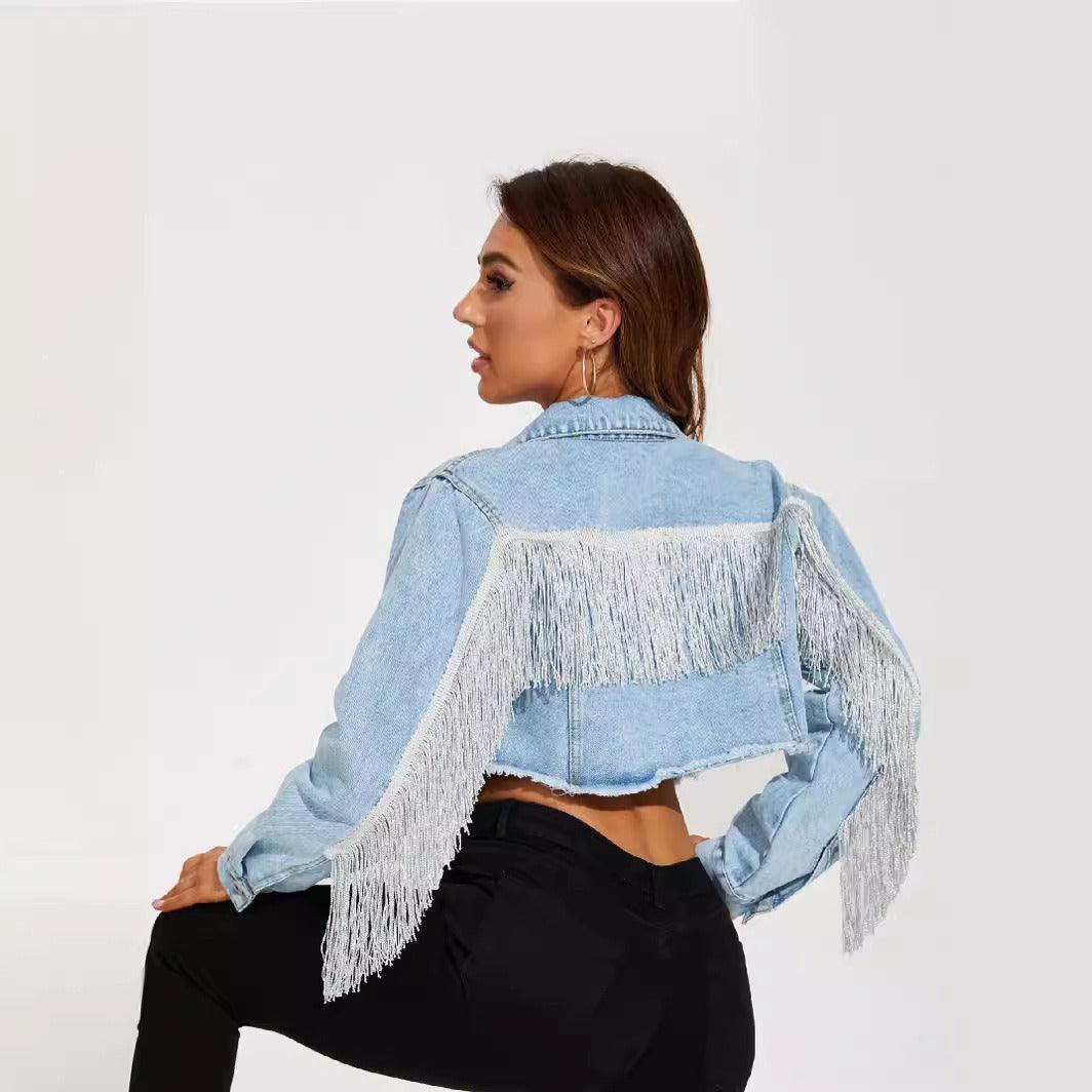 Fringe Rider Short Denim Jacket Country in My Heart