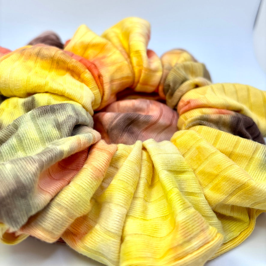 Orange & Yellow Tie Dye Ribbed Scrunchie Enchanted Scrunch