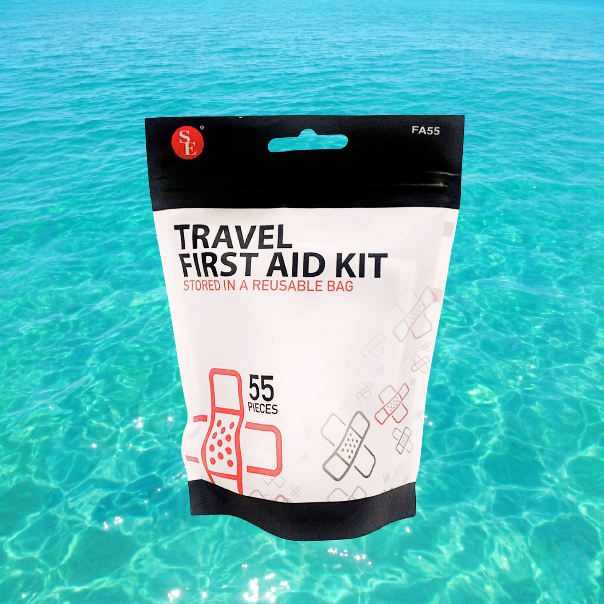 Travel First Aid Kit 55pc in Reusable Waterproof Bag quakekits.com
