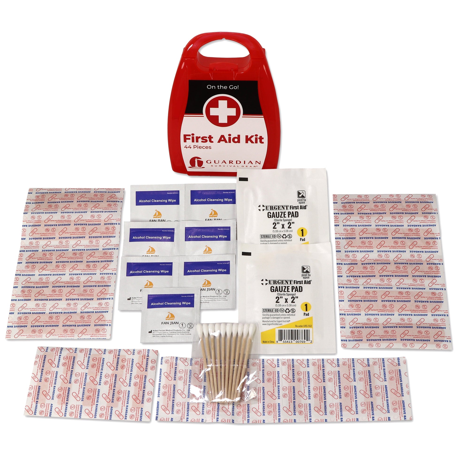 44 Piece Portable First Aid Kit quakekits.com