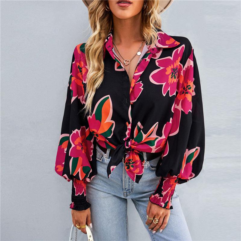Boho Printed Lantern Sleeve Top – Relaxed Fit Casual Shirt for Country Girls Country in My Heart