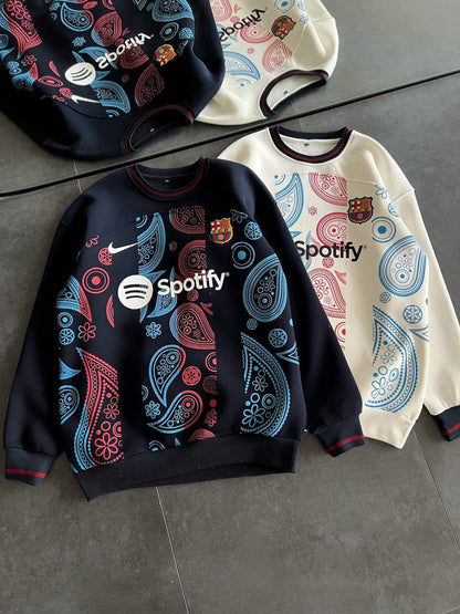 FC Barcelona Oversized Sweatshirt - Iconic Logo Casual Sportswear Withinblack