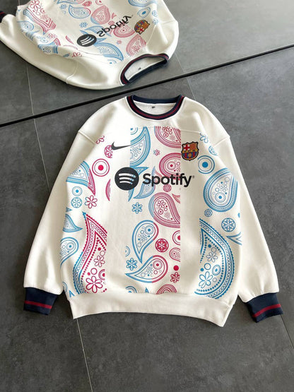 FC Barcelona Oversized Sweatshirt - Iconic Logo Casual Sportswear Withinblack