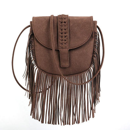 Dakota Tasseled Boho Leather Bag - Trendy Large Tassel Shoulder Bag Country in My Heart