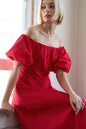 PROTECTING MY PEACE RED WOVEN MIDI DRESS Flying Tomato