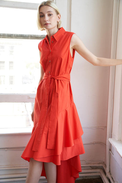 LOOKING MY WAY WOVEN MIDI DRESS Flying Tomato