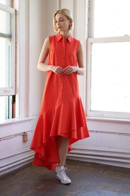 LOOKING MY WAY WOVEN MIDI DRESS Flying Tomato