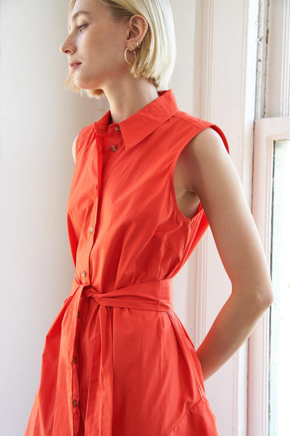 LOOKING MY WAY WOVEN MIDI DRESS Flying Tomato