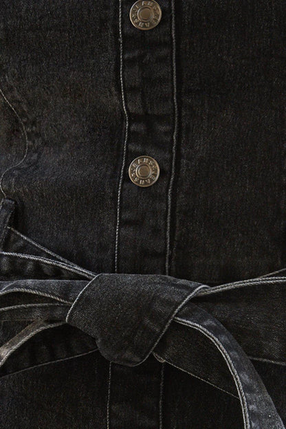 SOMEWHERE UP ABOVE DENIM MIDI DRESS Flying Tomato