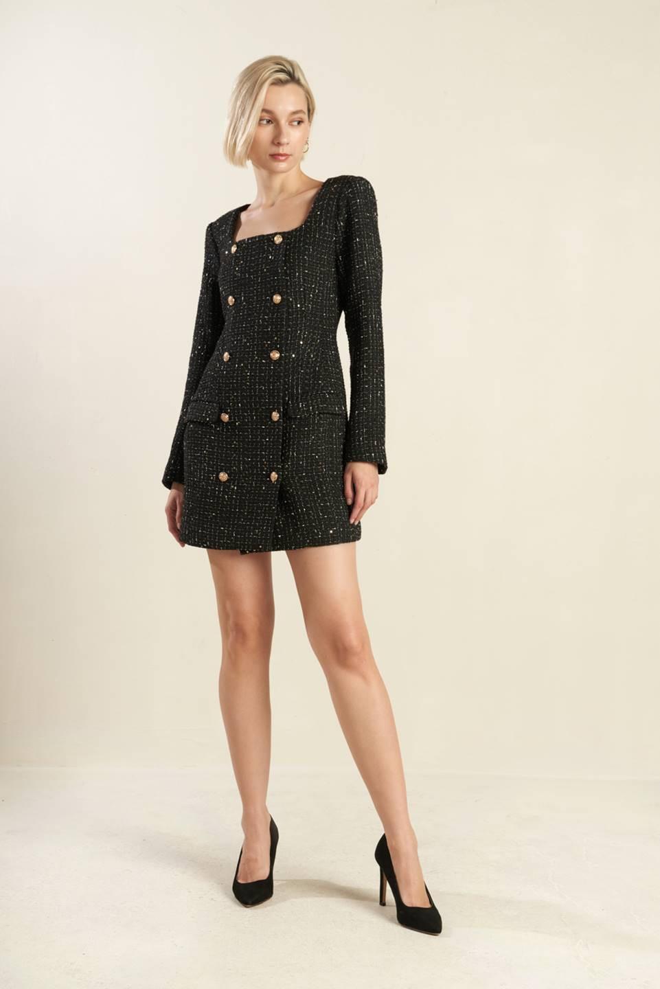 HEART UNBOUND TWEED MINI DRESS Flying Tomato