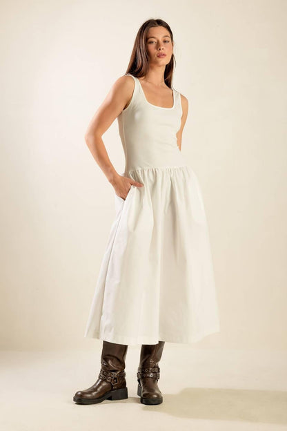 LIGHT UP THE SKY WOVEN MIDI DRESS Flying Tomato