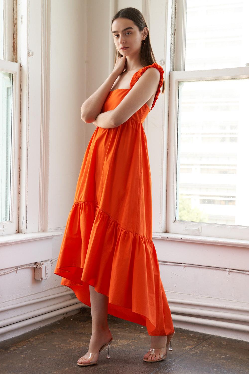 SUNBEAM SPLENDOR WOVEN MIDI DRESS Flying Tomato