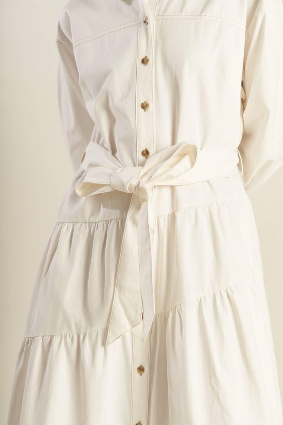 ANYTIME NOW WOVEN TWILL MIDI DRESS Flying Tomato