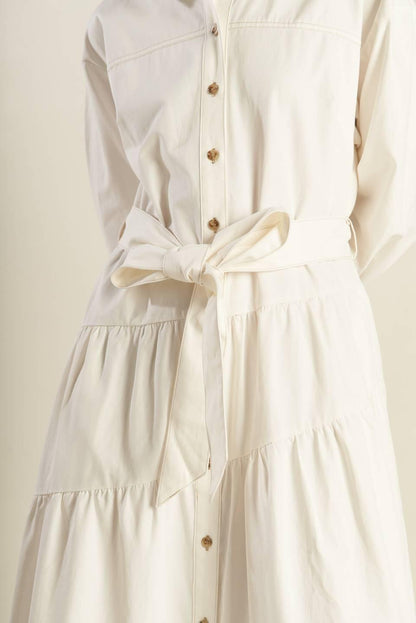 ANYTIME NOW WOVEN TWILL MIDI DRESS Flying Tomato