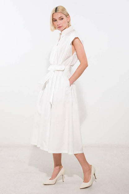 DEEPER CONNECTION WOVEN MIDI DRESS Flying Tomato
