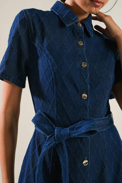 CONFIDENT STRIDES DENIM MIDI DRESS Flying Tomato