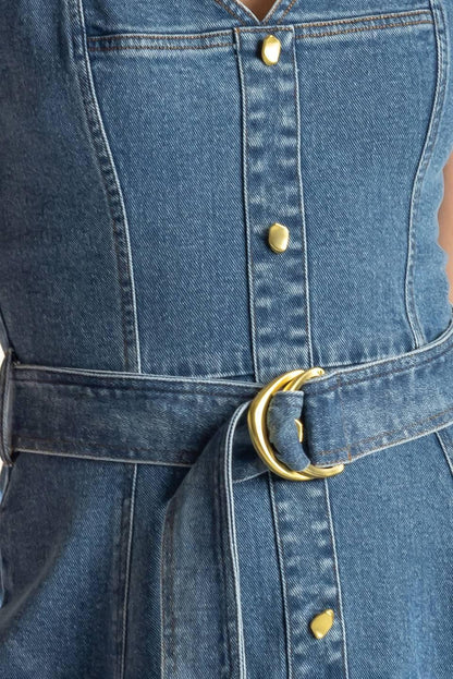 PRETTIEST BEHAVIOR DENIM MIDI DRESS Flying Tomato