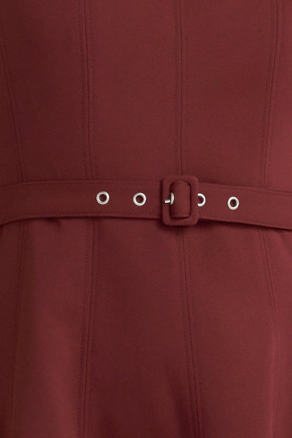 LIVING THE DREAM WINE WOVEN MIDI DRESS Flying Tomato