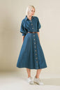 DIVIDE AND CONTOUR DENIM MIDI DRESS Flying Tomato