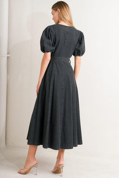 IN MY MIND DENIM MIDI DRESS Flying Tomato