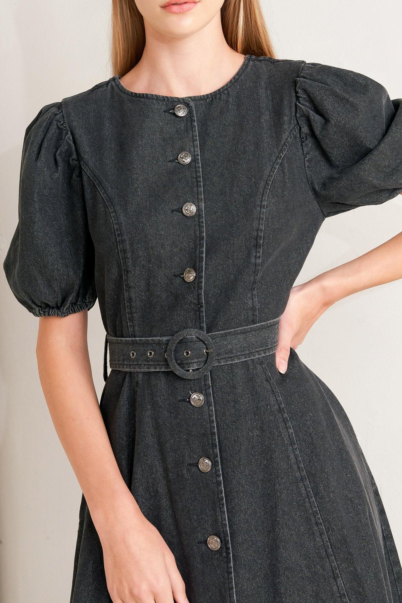 IN MY MIND DENIM MIDI DRESS Flying Tomato