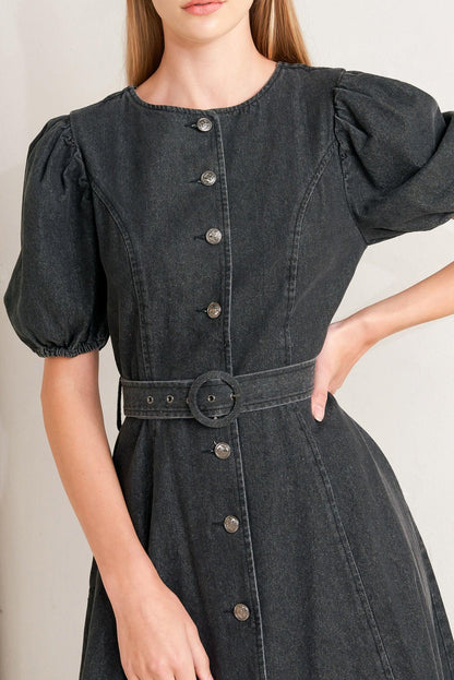 IN MY MIND DENIM MIDI DRESS Flying Tomato