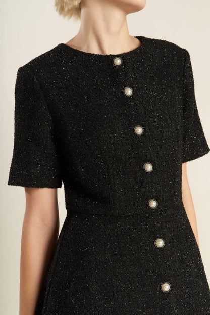 SOMETHING MORE TWEED WOVEN MIDI DRESS Flying Tomato