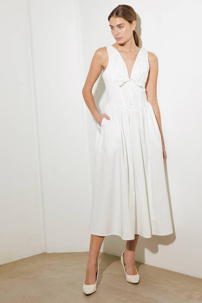FANCIFUL ESCAPES WOVEN MIDI DRESS Flying Tomato