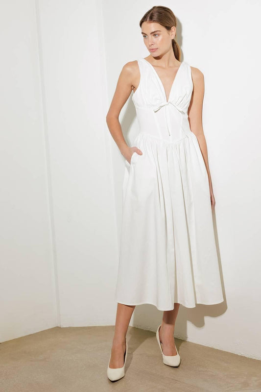 FANCIFUL ESCAPES WOVEN MIDI DRESS Flying Tomato