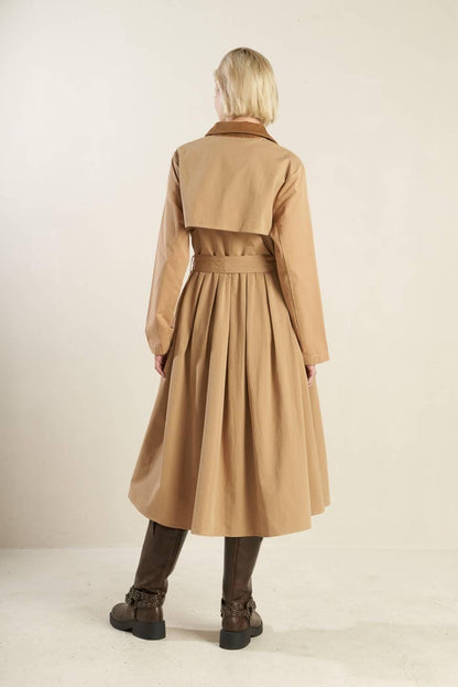 FALLING LEAVES WOVEN MIDI TRENCH COAT Flying Tomato