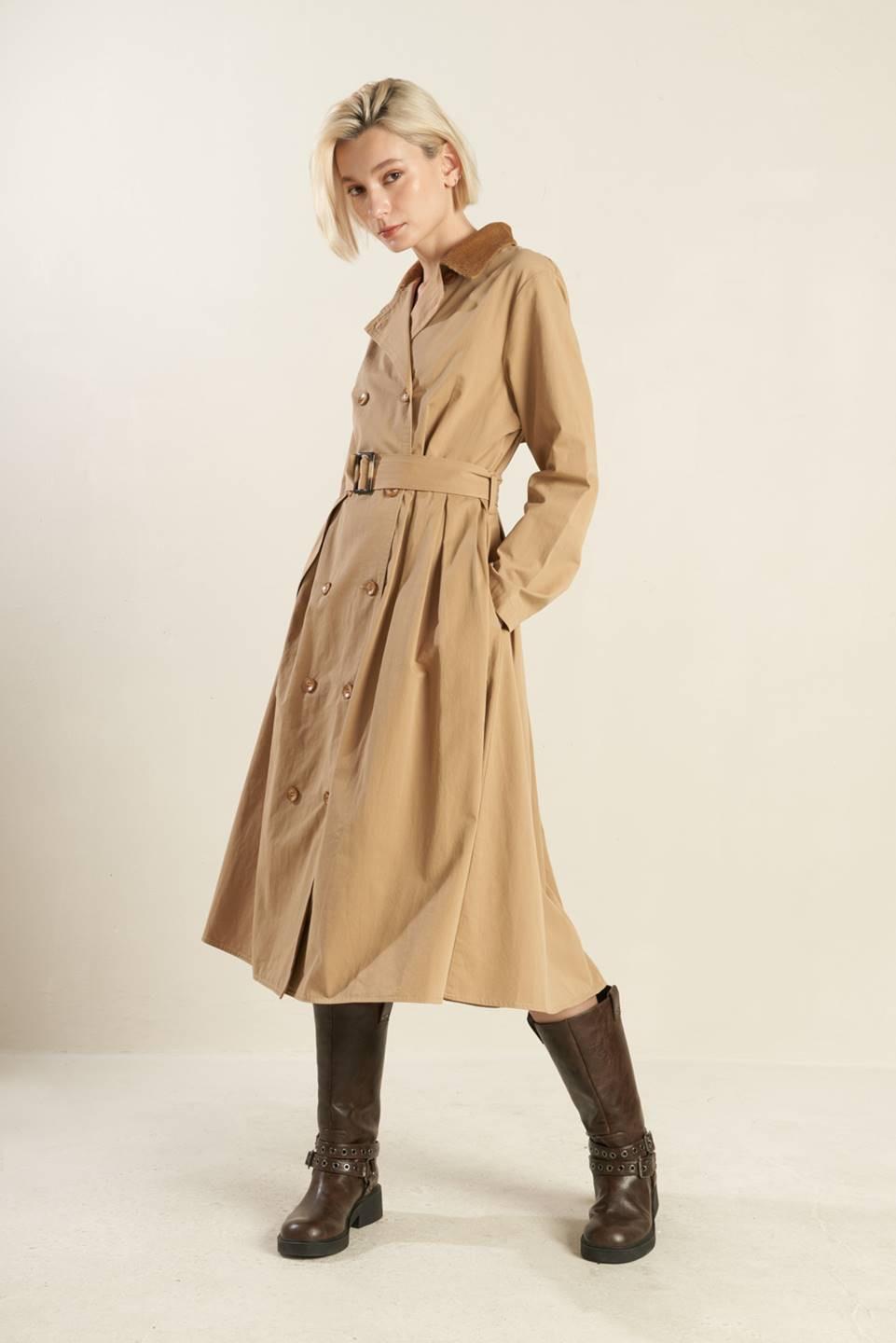 FALLING LEAVES WOVEN MIDI TRENCH COAT Flying Tomato