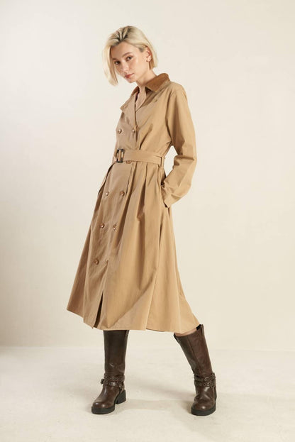 FALLING LEAVES WOVEN MIDI TRENCH COAT Flying Tomato