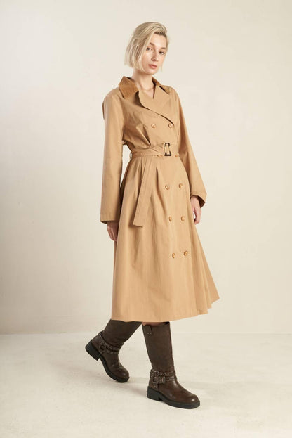 FALLING LEAVES WOVEN MIDI TRENCH COAT Flying Tomato