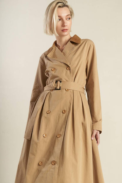 FALLING LEAVES WOVEN MIDI TRENCH COAT Flying Tomato