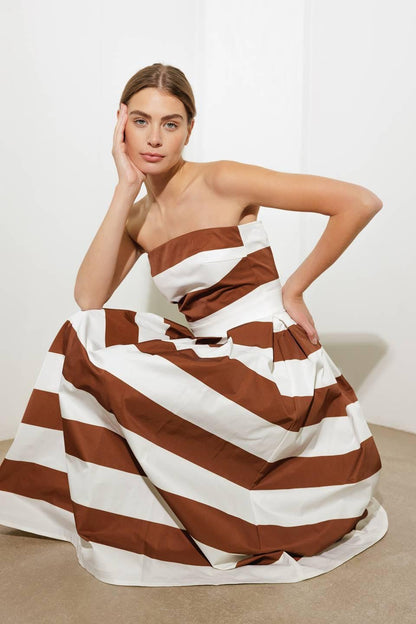 EVERYDAY HUSTLE RUST WOVEN MIDI DRESS Flying Tomato