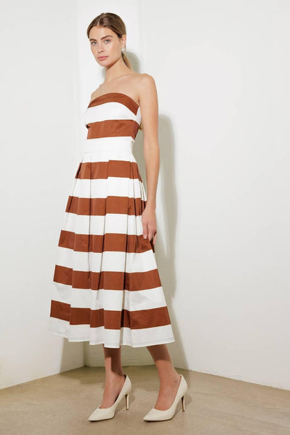EVERYDAY HUSTLE RUST WOVEN MIDI DRESS Flying Tomato
