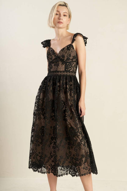 KNOW YOU BETTER LACE WOVEN MIDI DRESS Flying Tomato