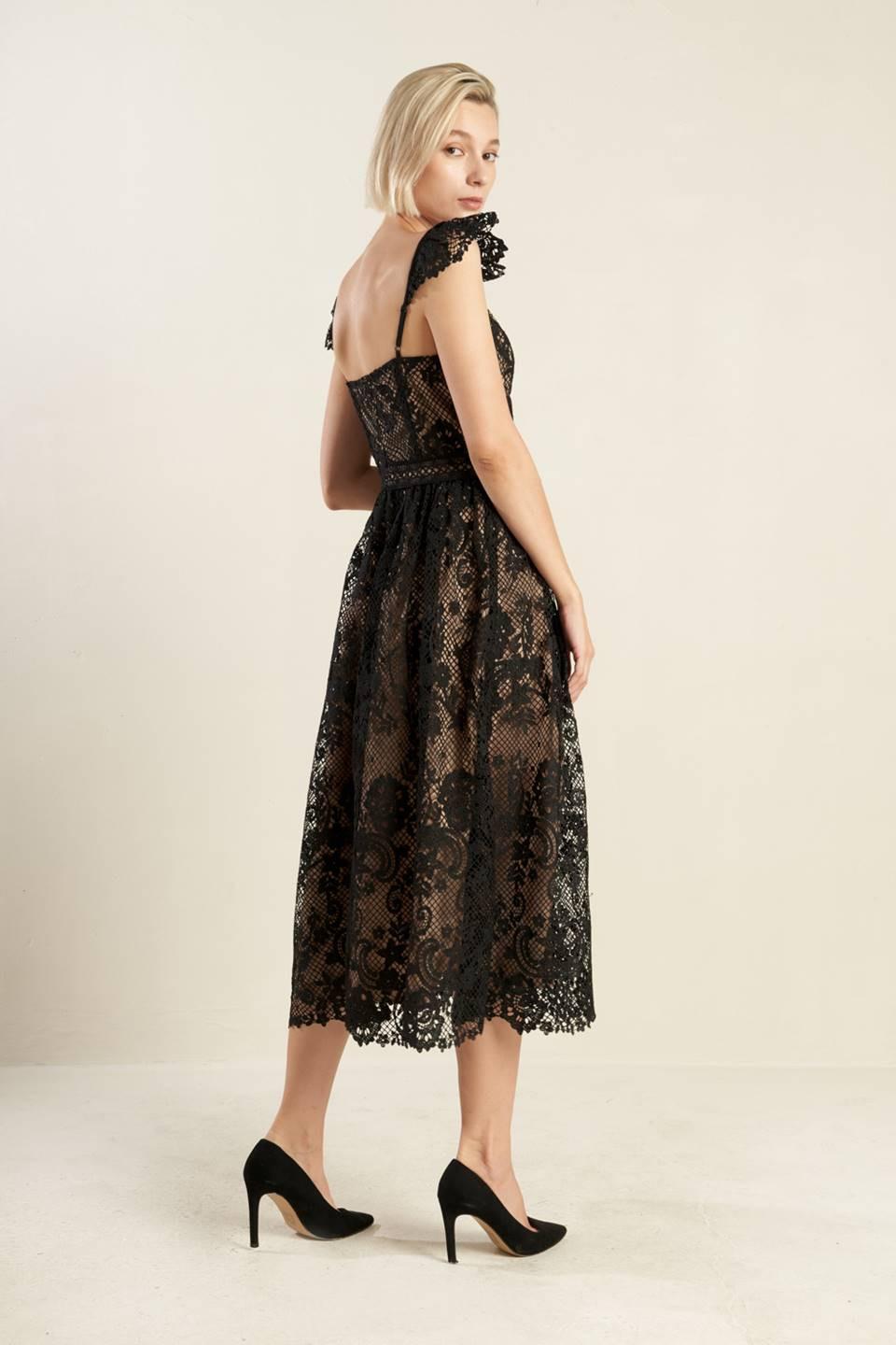 KNOW YOU BETTER LACE WOVEN MIDI DRESS Flying Tomato