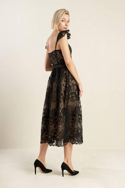 KNOW YOU BETTER LACE WOVEN MIDI DRESS Flying Tomato