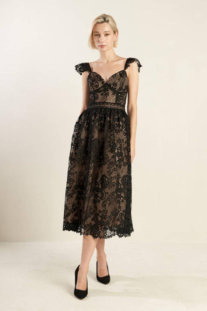 KNOW YOU BETTER LACE WOVEN MIDI DRESS Flying Tomato