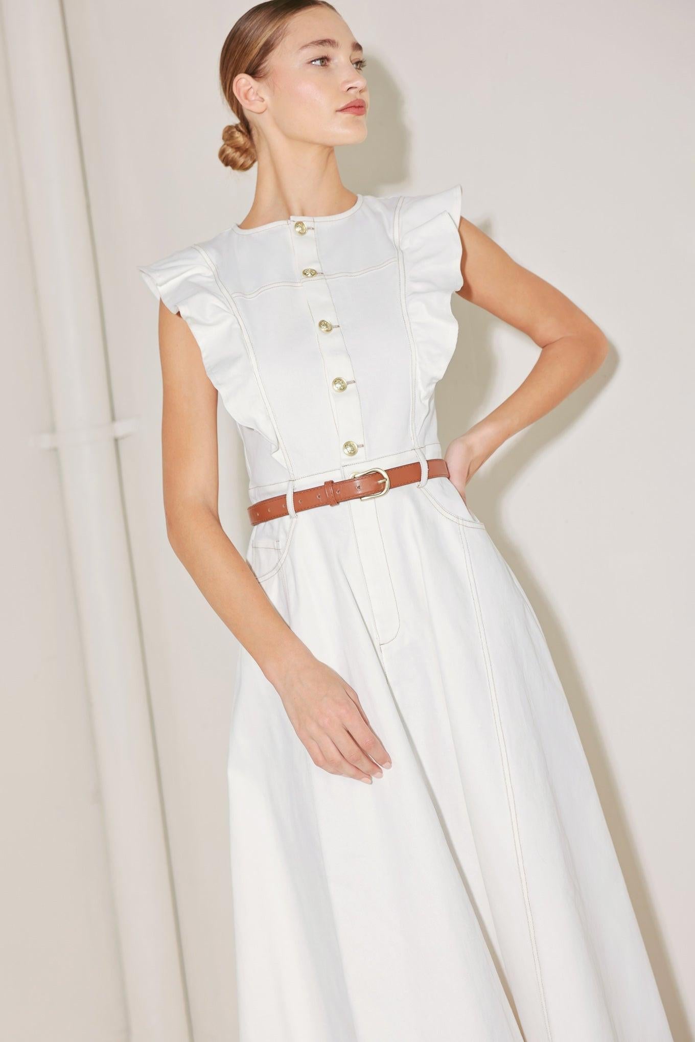 SOFT POWER STORY WOVEN MIDI DRESS Flying Tomato