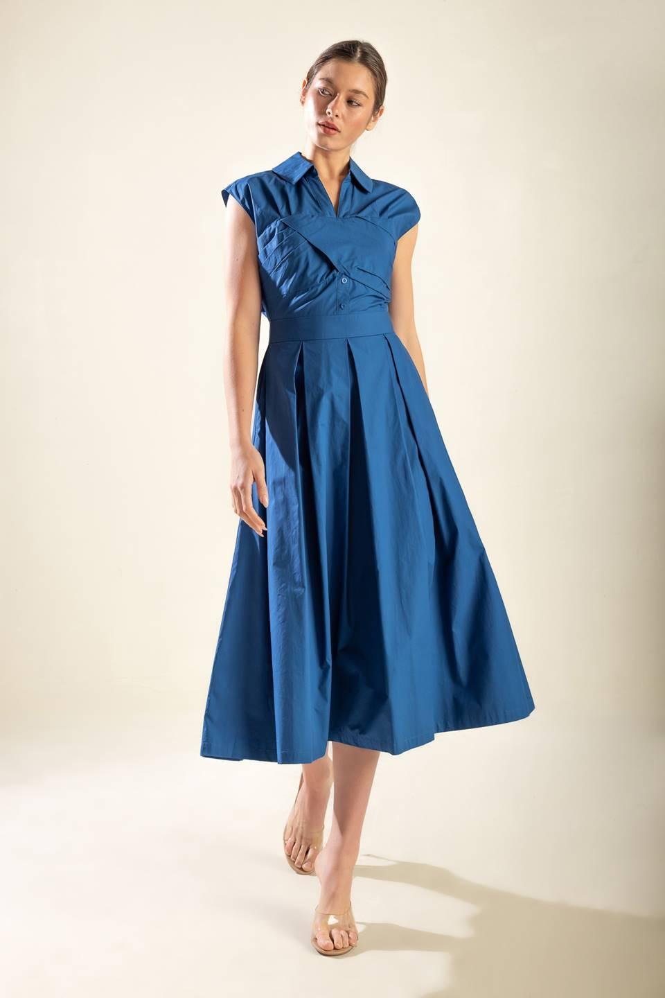 DREAMY IMPRESSION WOVEN MIDI DRESS Flying Tomato
