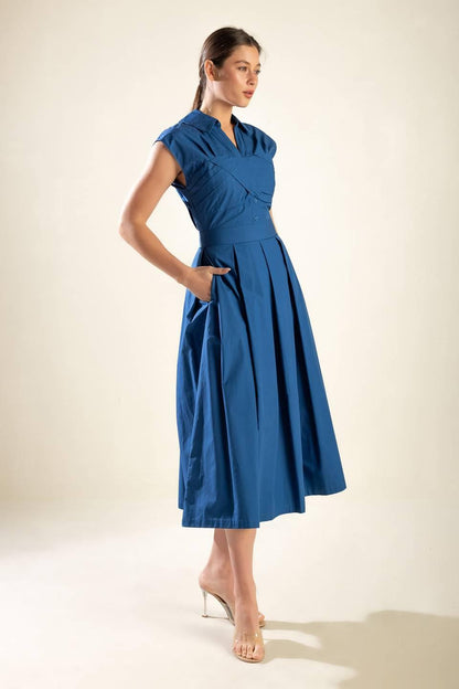 DREAMY IMPRESSION WOVEN MIDI DRESS Flying Tomato