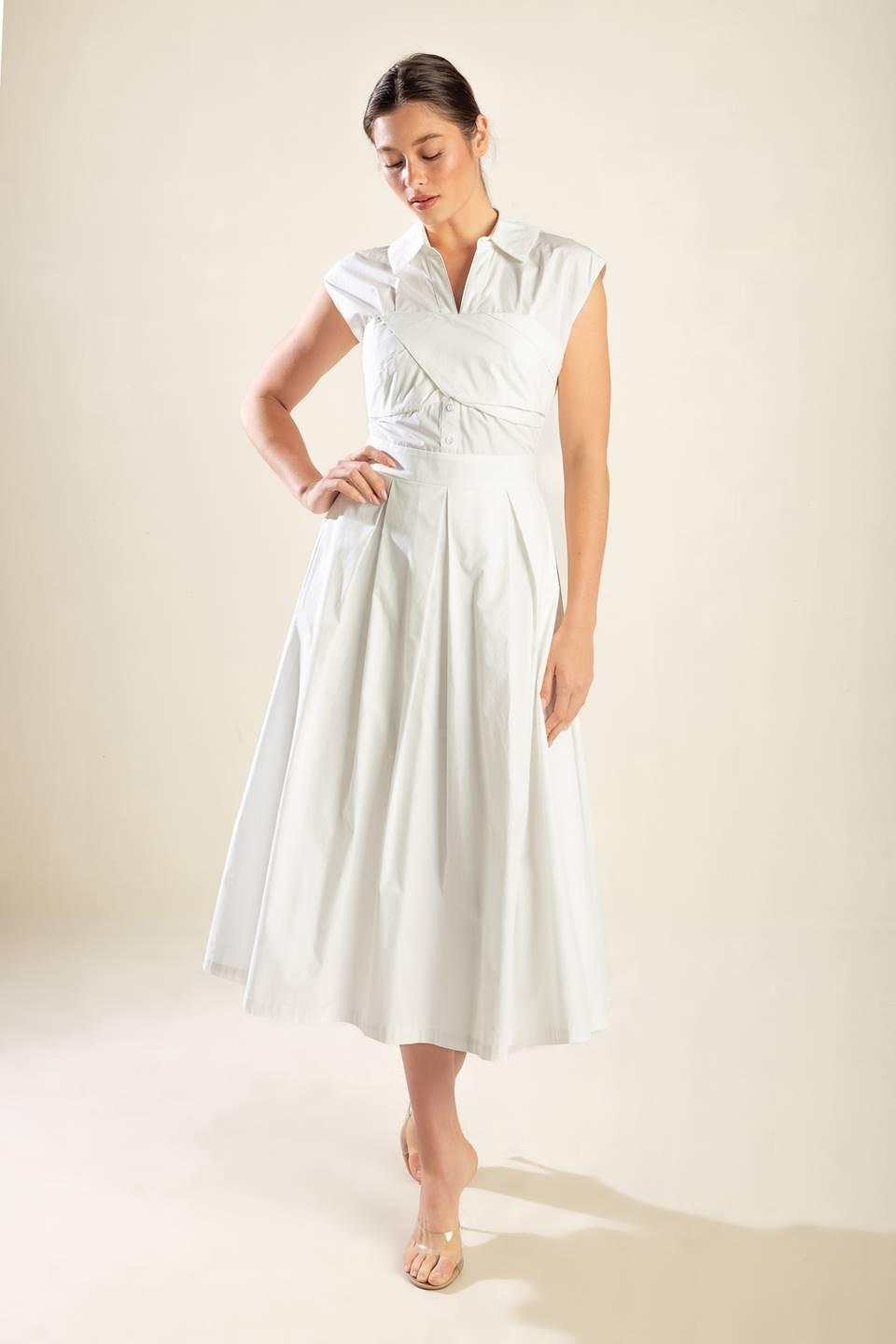 DREAMY IMPRESSION WOVEN MIDI DRESS Flying Tomato