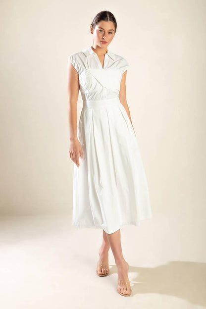 DREAMY IMPRESSION WOVEN MIDI DRESS Flying Tomato