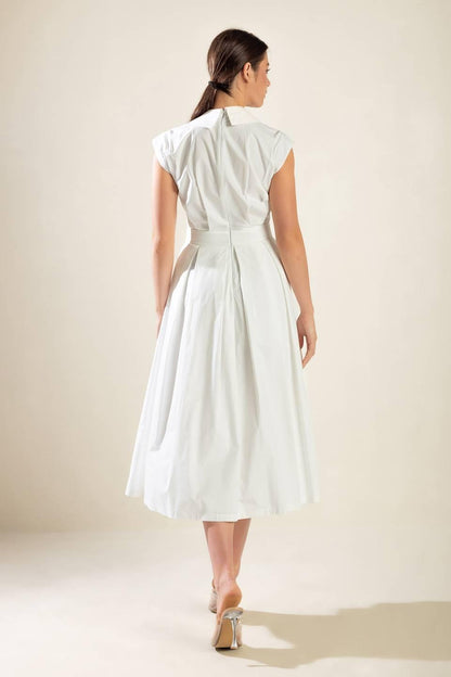 DREAMY IMPRESSION WOVEN MIDI DRESS Flying Tomato